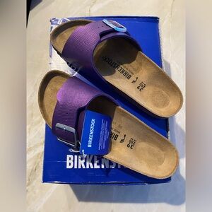 Birkenstock Shiny Lizard Acai Cătălina Sandals NIB 39 / W8 Narrow Fit PURPLE